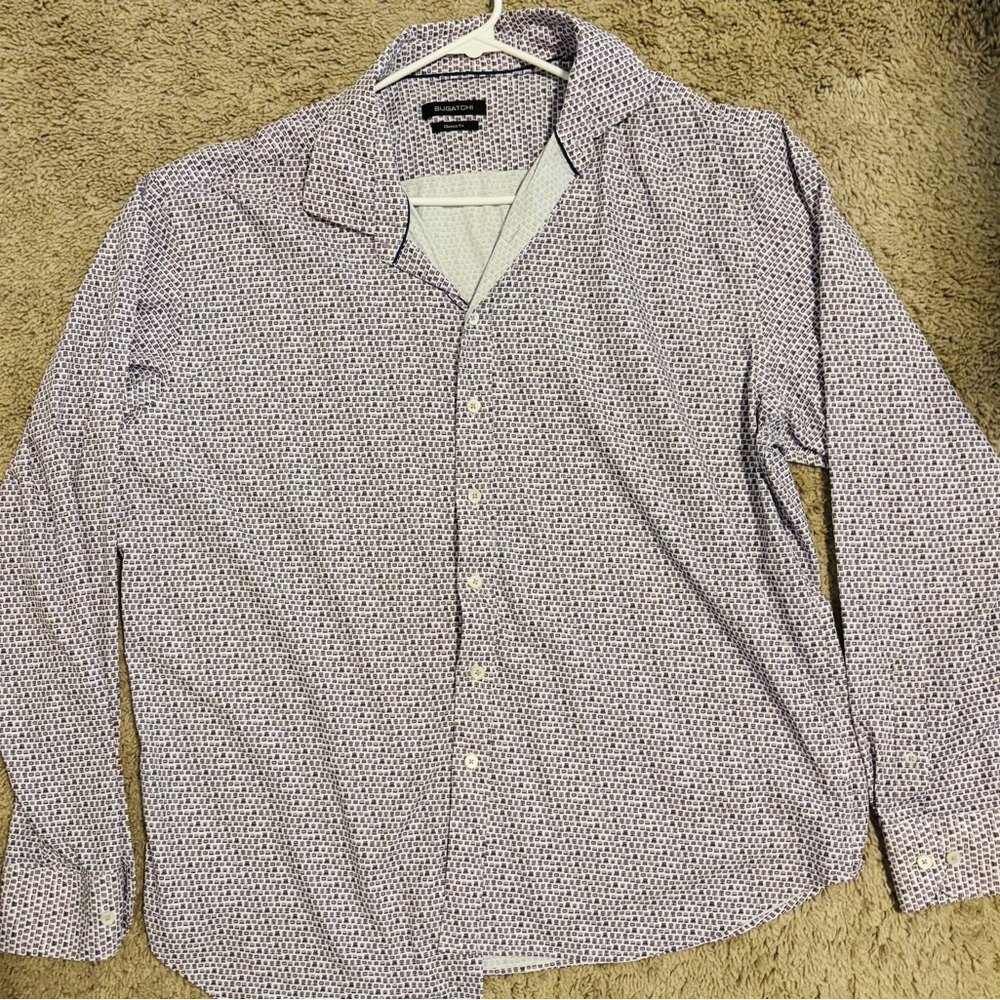Bugatchi Men's Lavender Geometric Button Down Shirt
